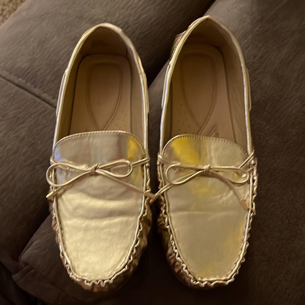 JustFab Gold Moccasins